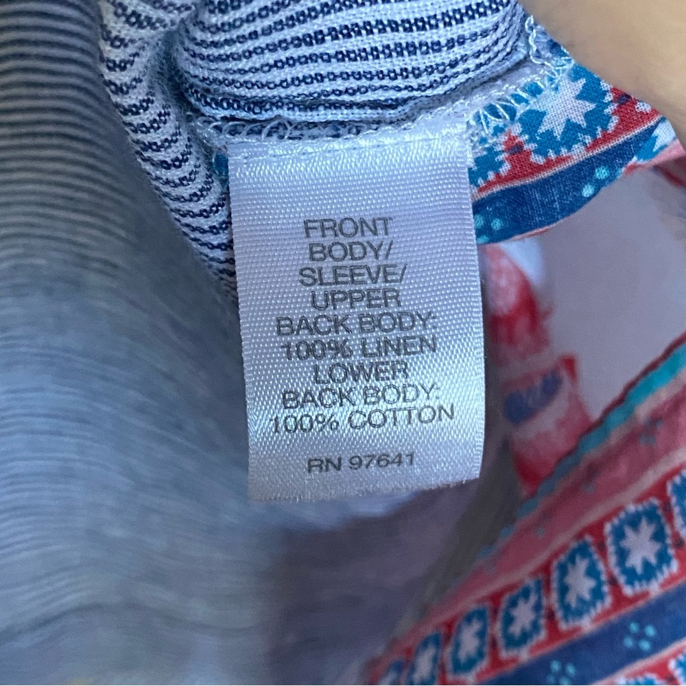 J Jill Linen Linen blend Striped Floral Back Button Top Linen cotton Size Medium - Picture 8 of 14